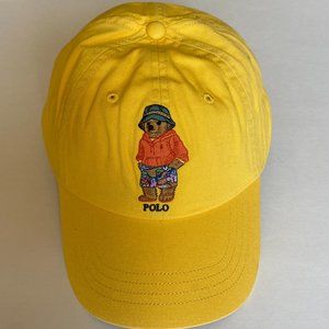 Polo Ralph Lauren Beach Bucket Hat Bear Cotton Chino Baseball Cap Yellowfin